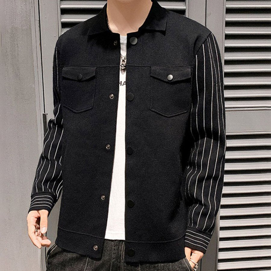 Men's Casual Knitted Cardigan Top Black M