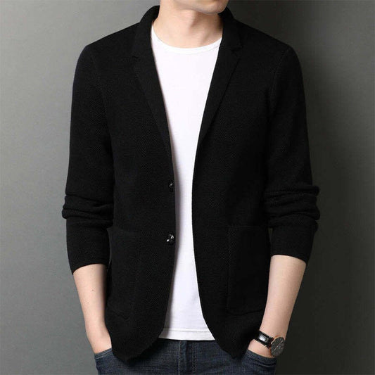 Men's Casual Knitted Cardigan Top Black M