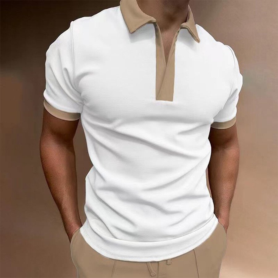 Men's Casual Short Sleeve T-Shirt POLO Shirt White S