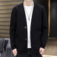 Men's Casual Knitted Cardigan Top Black L