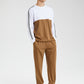 Mens Contrast Patchwork Side Letter Ribbon Sweatshirt Two Pieces Outfits