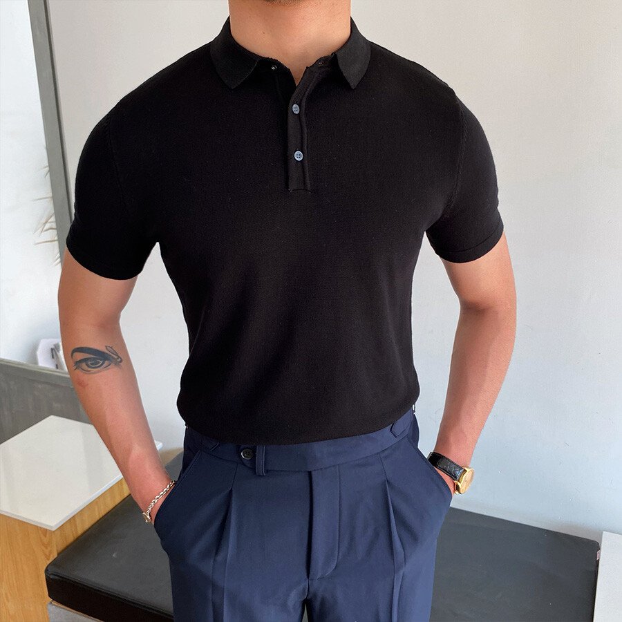 Men's Casual Short Sleeve Knit T-Shirt Black M