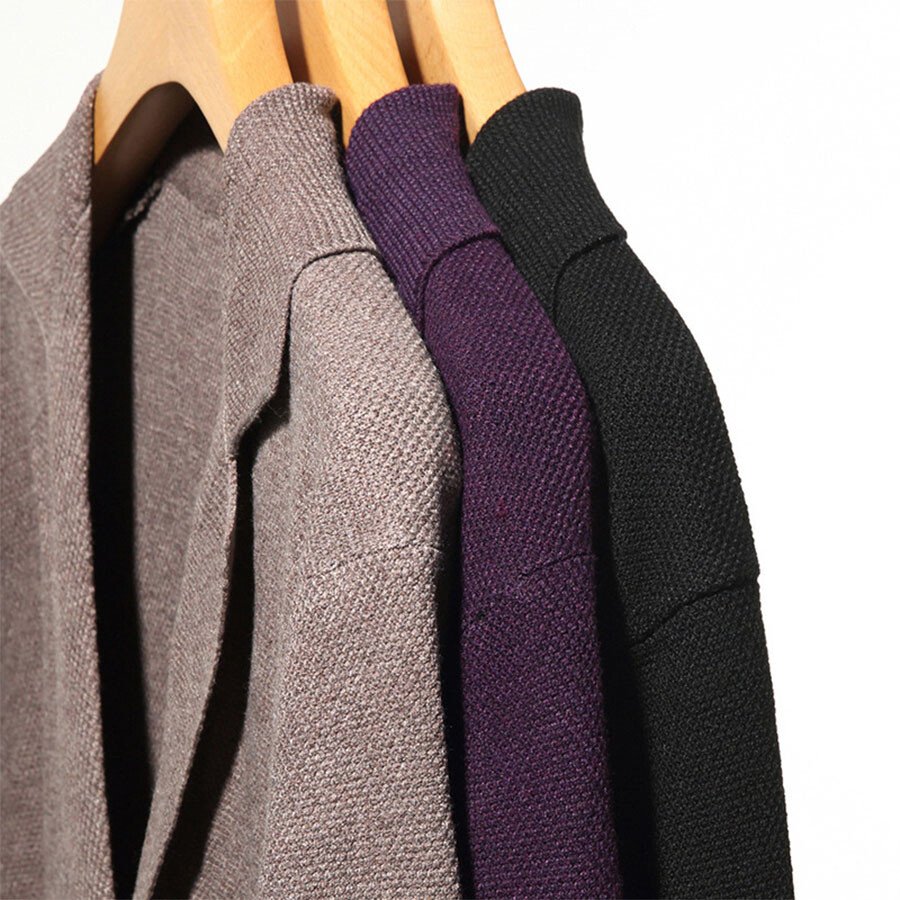 Men's Casual Knitted Cardigan Top Purple XL
