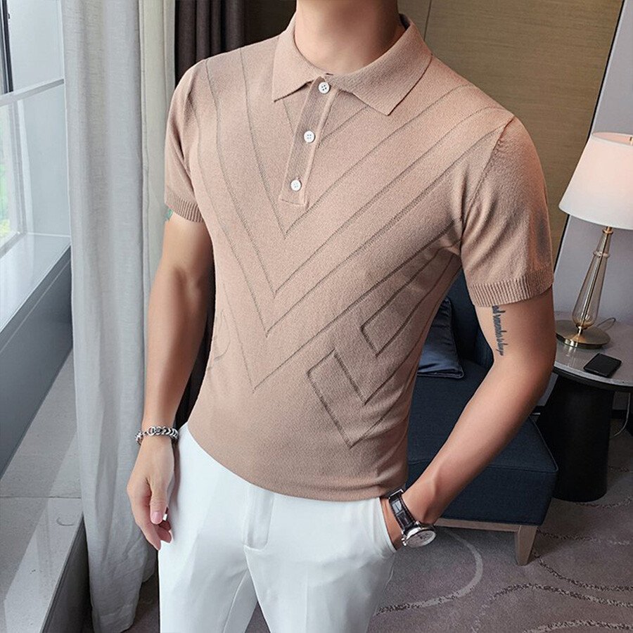 Men's Solid Color Short-Sleeved Sweater T-Shirt Black 2XL