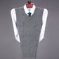 Men's Casual V-Neck Waistcoat Sweater Knit Sweater Black 3XL