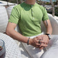 Men's Solid Color Short-Sleeved Sweater T-Shirt Black XL