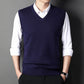 Men's Casual V-Neck Waistcoat Sweater Knit Sweater Black 2XL