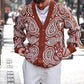 Men's Loose Casual V-Neck Cardigan Sweater As shown S