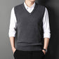 Men's Casual V-Neck Waistcoat Sweater Knit Sweater Black 4XL