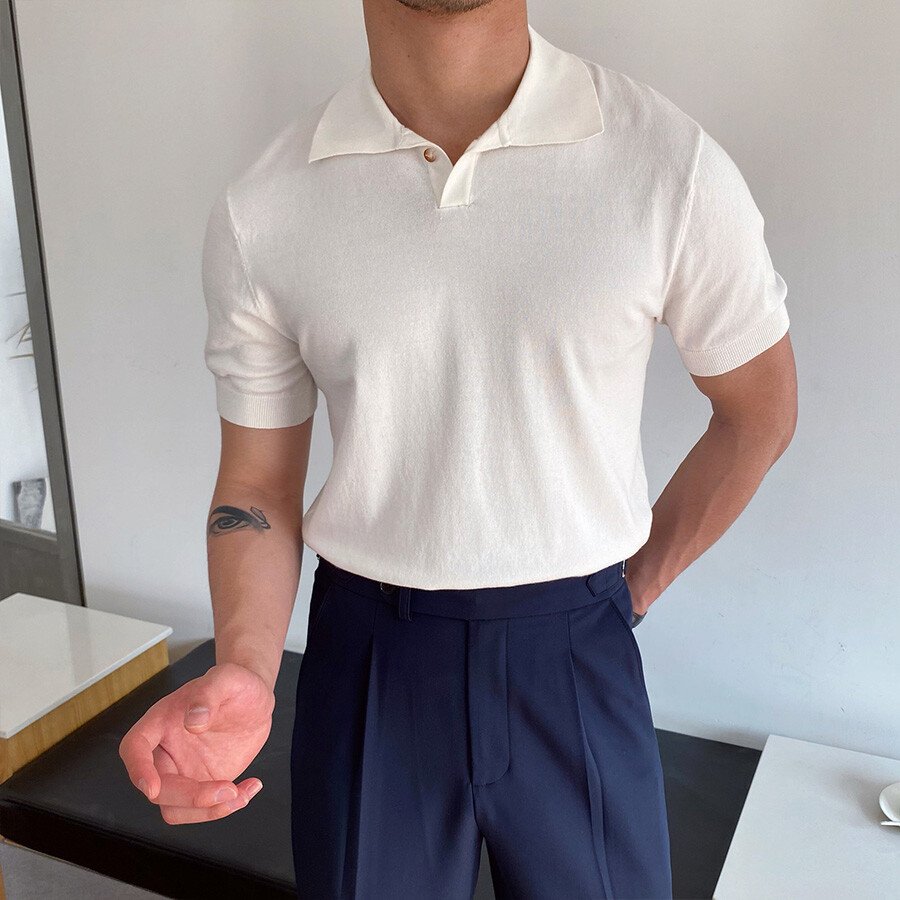 Men's Casual Short Sleeve Knit T-Shirt White M
