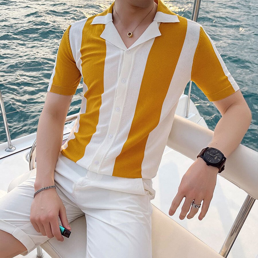 Men's Colorblock Short Sleeve Knit T-Shirt Green L