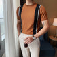 Men's Casual Striped Colorblock Short Sleeve Knit T-Shirt Black 3XL