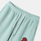 Mens Rose Embroidery Patched Knitted Short Sleeve T-Shirt & Shorts Casual Co-ords