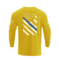 Men's 100% Cotton Blue Line American Flag Graphic Round Neck Long Sleeve T-Shirts