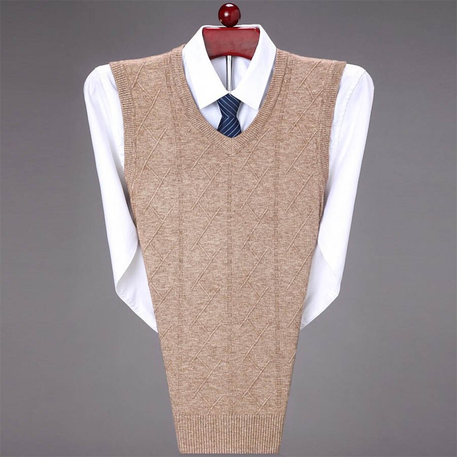 Men's Casual V-Neck Waistcoat Sweater Knit Sweater Black M