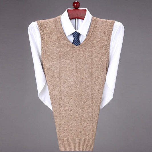 Men's Casual V-Neck Waistcoat Sweater Knit Sweater Black M