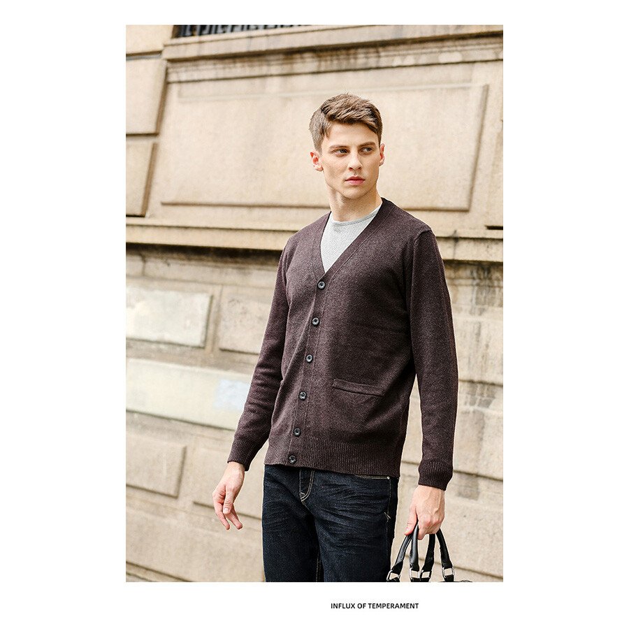 Men's Casual Knitted Cardigan Top Black 3XL