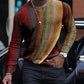LONG SLEEVE FASHION CONTRAST COLOR ROUND NECK MEN'S TOP