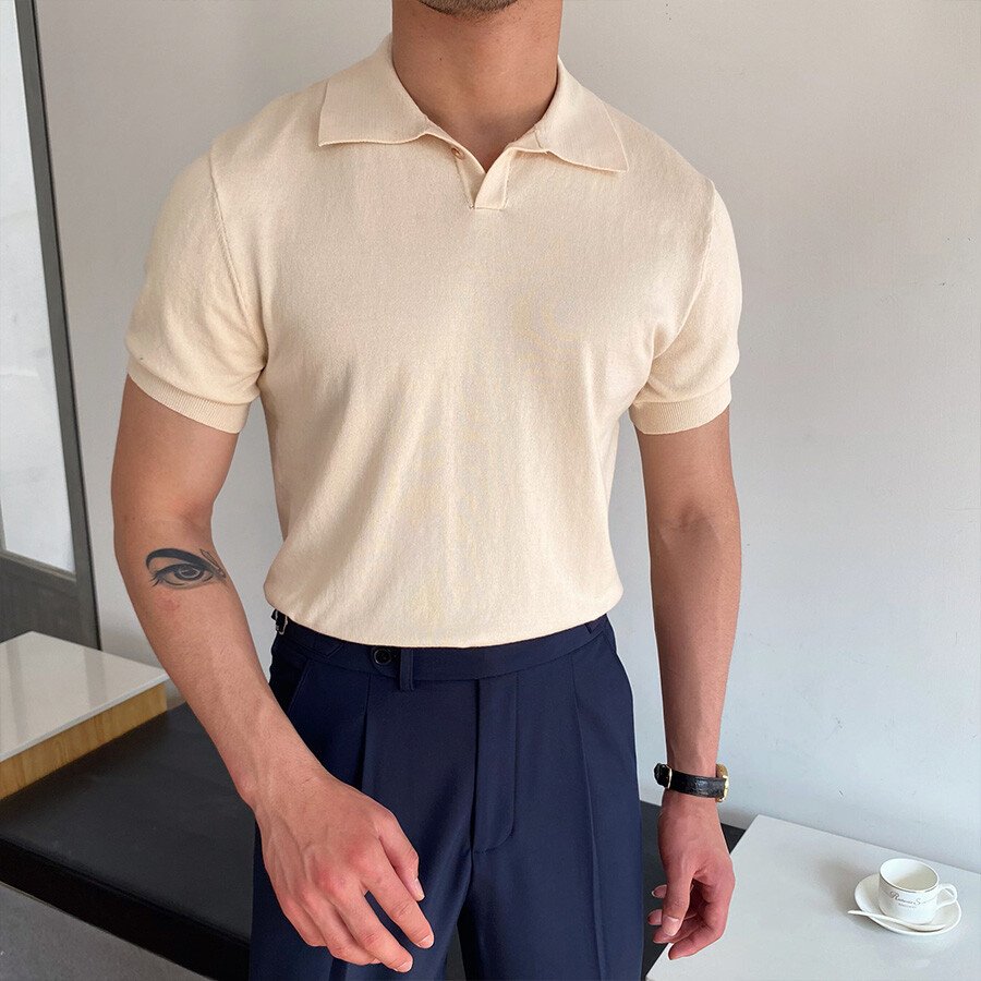 Men's Casual Short Sleeve Knit T-Shirt Green M