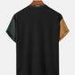 Mens Letter Embroidery Knitted Patchwork Crew Neck Short Sleeve Two Pieces Outfits