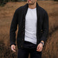 Men's Casual Solid Color Sweater Cardigan Jacket Black XL