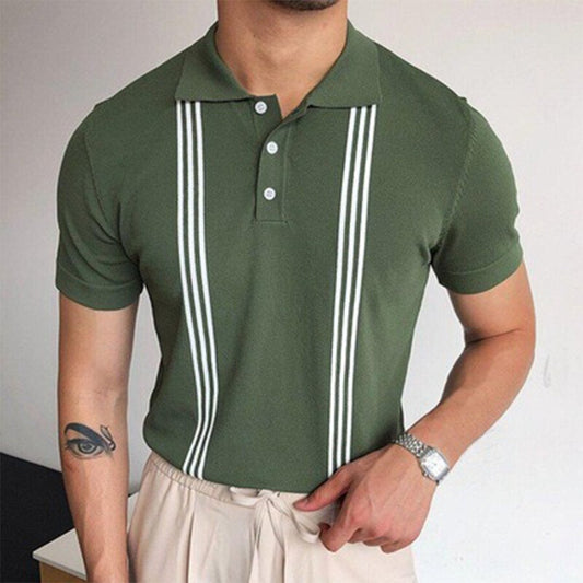 Men's Striped Short Sleeve Knit T-shirt Green S