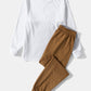 Mens Contrast Patchwork Side Letter Ribbon Sweatshirt Two Pieces Outfits