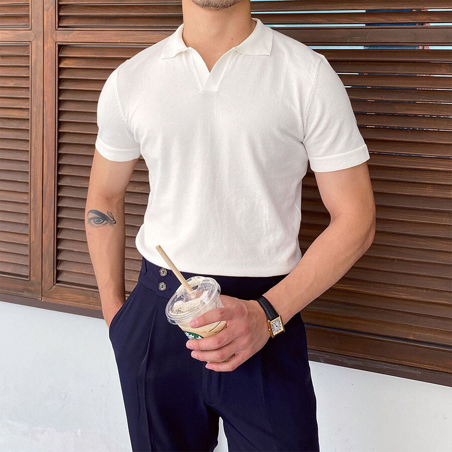 Men's Casual Short Sleeve Knit T-Shirt Black L