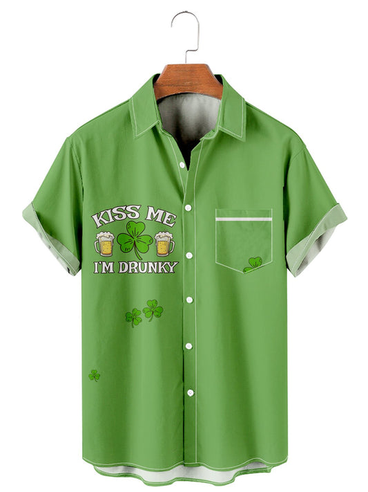 St. Patrick's Day casual loose men's plus size short-sleeved Shirt