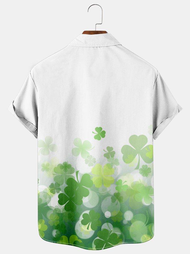 Men's Simple Clover Print Large Shirt