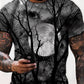 Men's  Tee T shirt Shirt 3D Print Graphic Prints Moon Print Short Sleeve Halloween Tops Casual Designer Big and Tall Blue Purple Gray / Summer