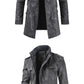 Men Long Thick Fleece Leather Jacket Parkas Men Outfit Warm Pockets Faux Leather Jacket