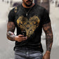 Men 3D Tees Casual Round Neck Short Sleeve  Playing Cards Printing