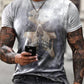 Men 3D Tees Casual Round Neck Short Sleeve  Playing Cards Printing