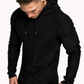 Mens Irregular Hem Hooded Striped Fold Raglan Sleeve O-neck Solid Color Casual Sweatshirt SKU984185