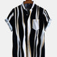 Mens Plain Color Striola Chest Pocket Casual Short Sleeve Shirts