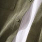 Mens Corduroy Solid Color Cargo Style Long Sleeve Shirts With Flap Pockets