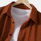 Mens Corduroy Solid Color Lapel Daily Long Sleeve Shirts
