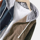 Mens Corduroy Colorblock Stitching Drawstring Hooded Shirt With Pocket