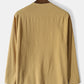Mens Simple Solid 100% Cotton V-Neck Long Sleeve Shirt