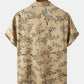 Mens Vintage Plant Printed High Low 100% Cotton Short Sleeve Shirts