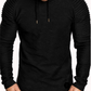 Mens Irregular Hem Hooded Striped Fold Raglan Sleeve O-neck Solid Color Casual Sweatshirt SKU984185