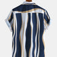 Mens Plain Color Striola Chest Pocket Casual Short Sleeve Shirts