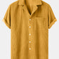 Mens Thin Corduroy Solid Patch Pocket Breathable Short Sleeve Shirt & Shorts SKUF75125