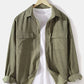 Mens Corduroy Solid Color Cargo Style Long Sleeve Shirts With Flap Pockets