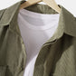 Mens Corduroy Solid Color Cargo Style Long Sleeve Shirts With Flap Pockets