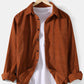 Mens Corduroy Solid Color Lapel Daily Long Sleeve Shirts