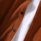 Mens Corduroy Solid Color Lapel Daily Long Sleeve Shirts